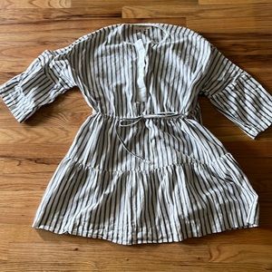 Short linen drawstring waist summer dress